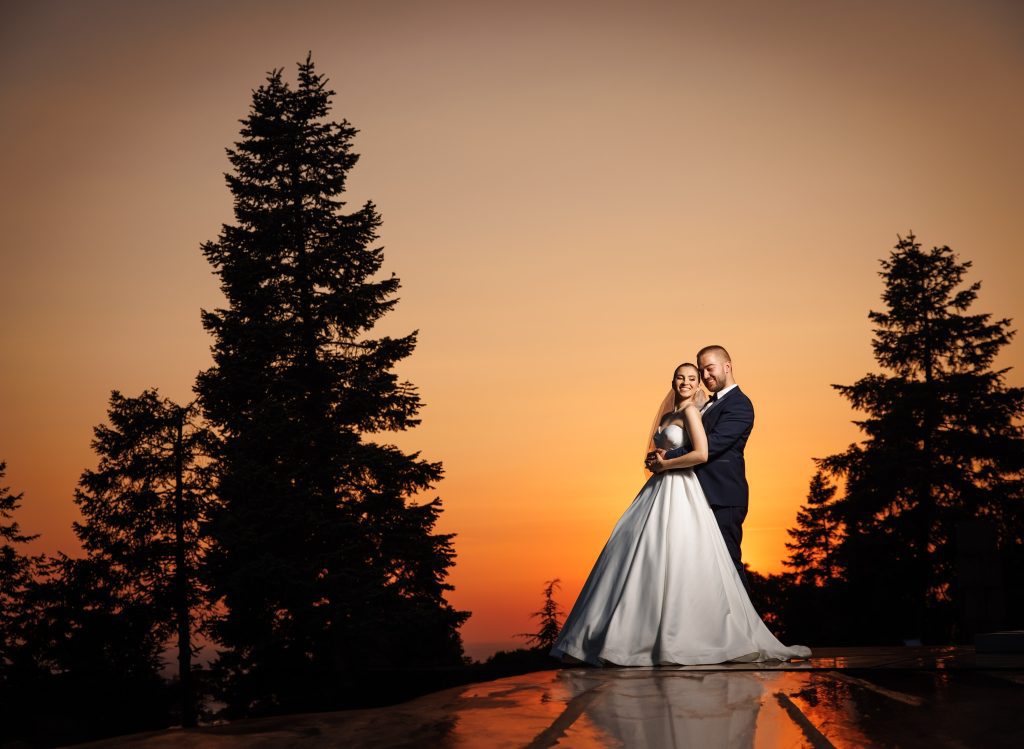 Bride and groom exchanging vows during outdoor wedding ceremony